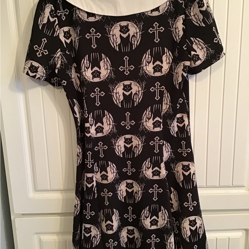 Banned Peter Pan collar black cat dress - Picture 3 of 3